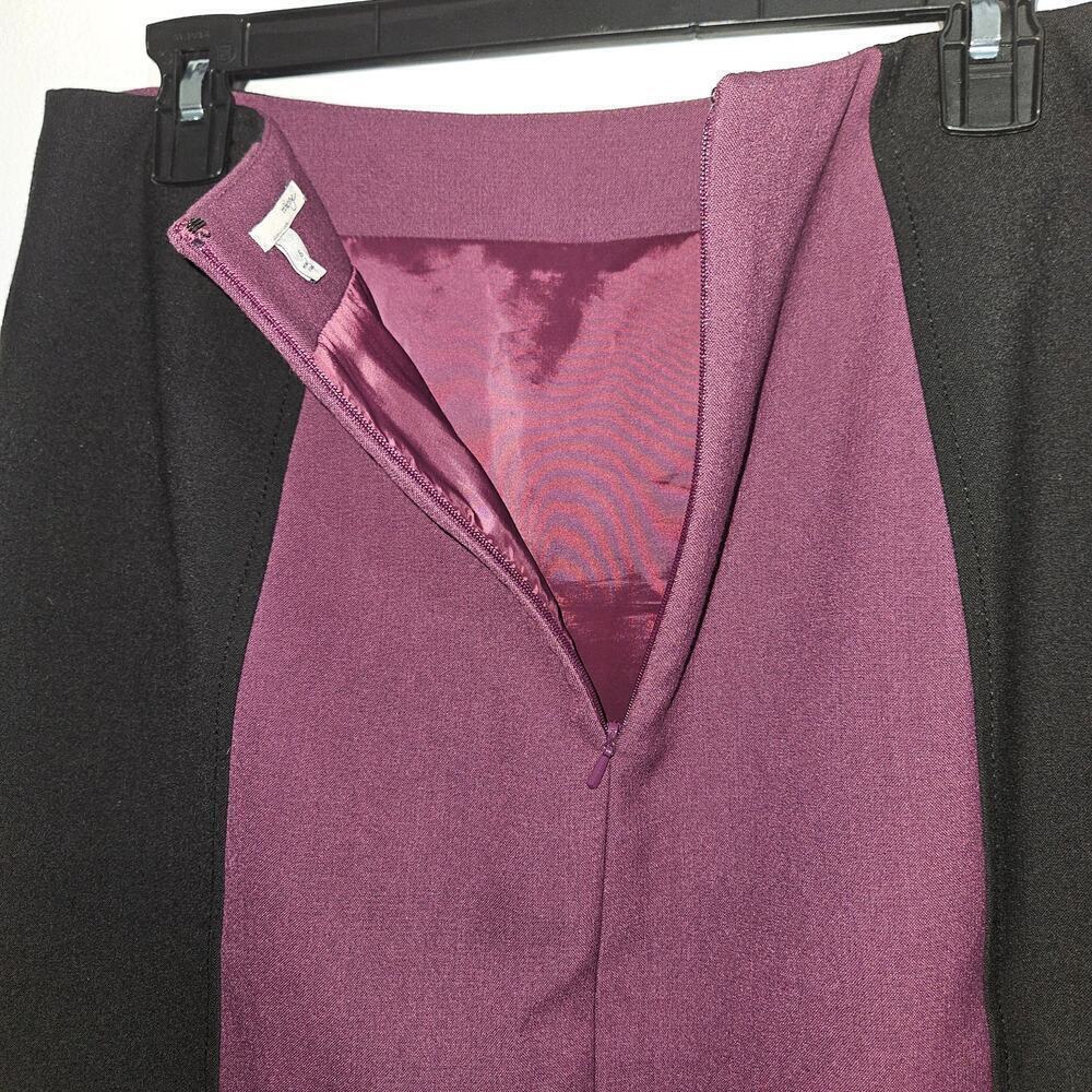 Halogen High Rise Pencil Skirt Black Maroon Colorblock Panel Skirt Size 6 - Picture 5 of 8